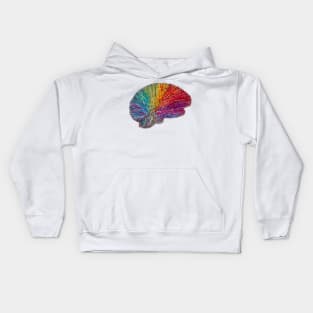 White Matter Brain - Embroidered Look - Rainbow Brain Kids Hoodie